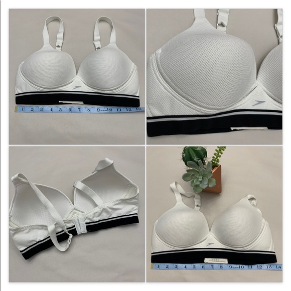 NWOT- Speedo Sports Bra Wide Band Full Support Comfy White Blue 36C - Picture 7 of 8